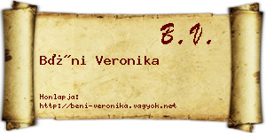 Béni Veronika névjegykártya