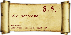 Béni Veronika névjegykártya